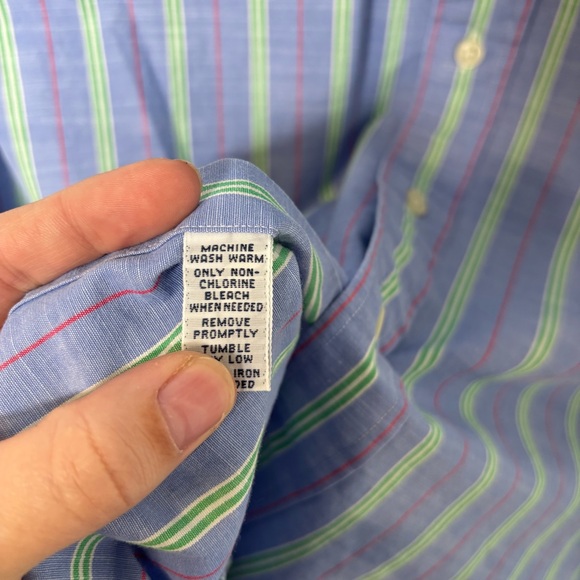 Ralph Lauren Custom Fit Striped Button Down Shirt Men’s 17/XL Blue - Picture 5 of 9